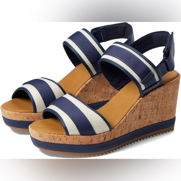 Sperry Navy and Cream Striped Sandals - Picture 1 of 9